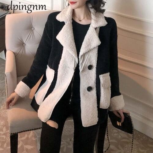 Wool Blends Women Jackets Warm Office Lady Cozy Teddy Coats Fleece Autumn Winter Streetwear Overcoats M0166