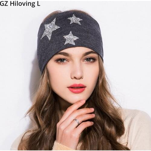 GZHilovingL Stars Elastic Wide Cotton Girls Headdress Hair Accessories 2018 New Spring Summer Fashion Women Black Grey Head Wrap