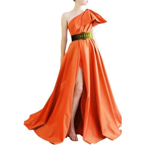 Women Dress Summer Sleeveless Single Shoulder Party Dresses 2021 Large Hem High Waist Split Maxi Dresses Plus Size Ladies Dress