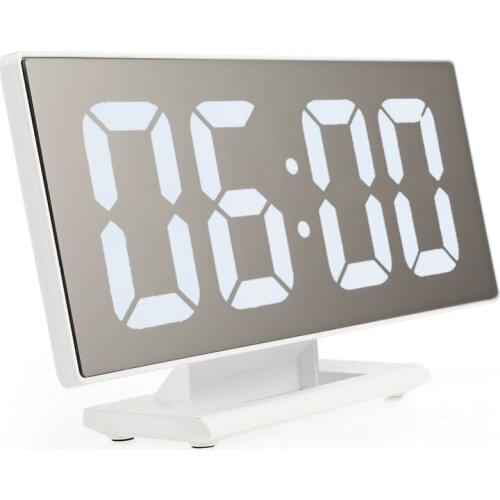 LCD Display Snooze Digital Alarm Clock For Desk Table Desktop Mirror Clock With Led Light Modern Design Decorative Home Clock