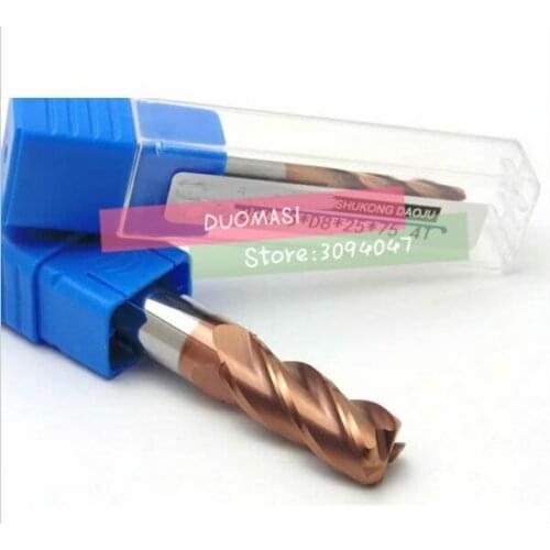 1PCS 3R0.5-12R0.5 Titanium Yellow 4 flutes Cemented Carbide Corner Radius Milling Cutter CNC router bit tool (3/4/5/6/8/10/12mm)