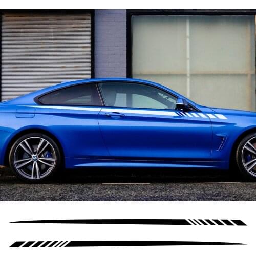 2pcs Car Long Stripe Waist Sticker Both Side Body Auto Vinyl Wrap DIY Decals Car Racing Sports Stickers Car Tuning Accessories