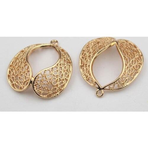 20pcs Filigree Flower Charms Pendant Base Quality Metal Gold Silver Color DIY Women Dangle Hanging Earrings Making