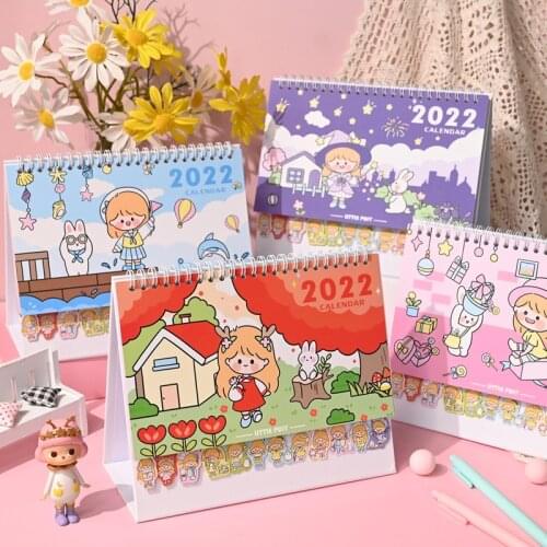 2022 Year Nautical Journal Series Desk Calendar Cartoon Little Girl Calendars Daily Scheduler Table Planner 2021.8~2022.12
