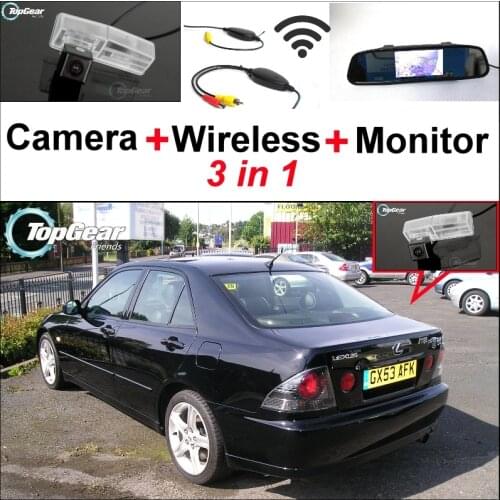 3 in1 Special Rear View Camera + Wireless Receiver + Mirror Monitor DIY Parking System For Lexus IS300 IS200 ES300 ES330 Altezza