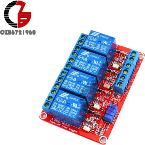 DC 24V 4 Channel Relay Module with Optocoupler H/L Level Triger for Arduino