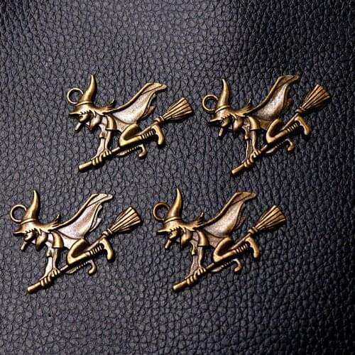 8pcs/lot Ancient Bronze Witch Charm Metal Pendants DIY Necklaces Bracelets Jewelry Handicraft Accessories 37*30mm P725