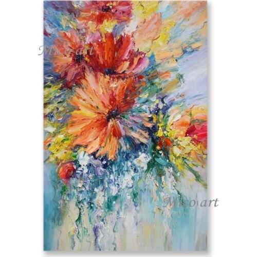 Abstract Palette Knife Style Flower Oil Painting Wall Decorative Item Canvas Art Entrance Decor Artwork New Arrival Hot Selling