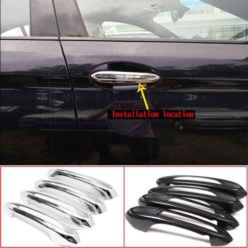 For BMW 5 Series G30 2017 2018 For BMW X4 G02 2018 Car Accessories 4 Pcs ABS Chrome Door Handle Trims Carbon Fiber