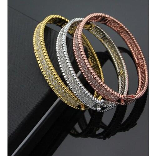 Brand design fashion famous Jewelry bead ball bracelet For Women Wedding Full Stone Clover Bead zircon bangle luxury bijoux