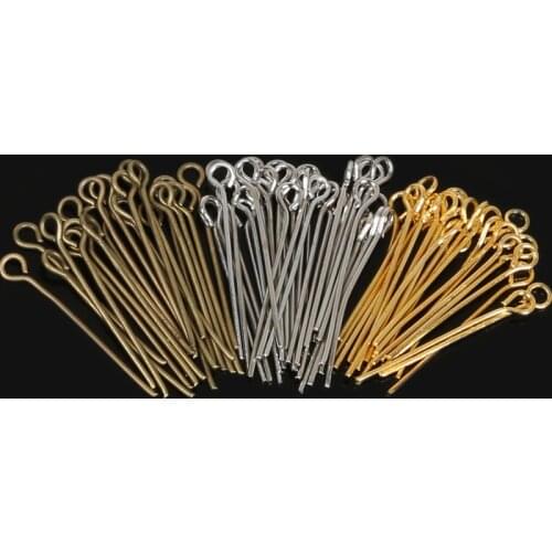 24mm Approx 470pcs Antique Bronze/Rhodium/Gold Color "9" Shape Eye Pin Head Pins DIY Jewelry Making Accessories Craft