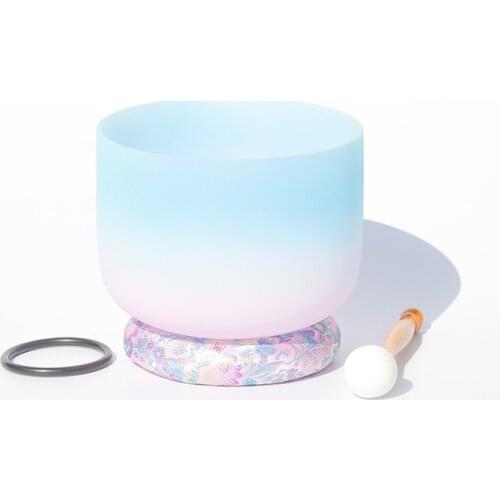 10Inch Blue and Rose Pink Color G Note Throat Chakra Quartz Crystal Singing Bowl Musical Instruments - Meditation and Healing