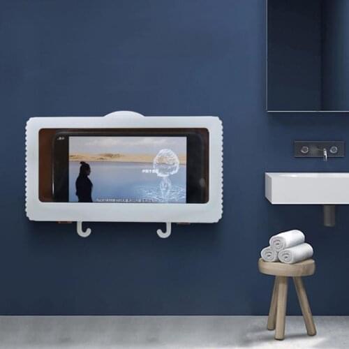 Liner Tablet Phone Holder Waterproof Box Wall Mounted All Covered Phone Shelves Case Self-Adhesive Bathroom Shower Accessories