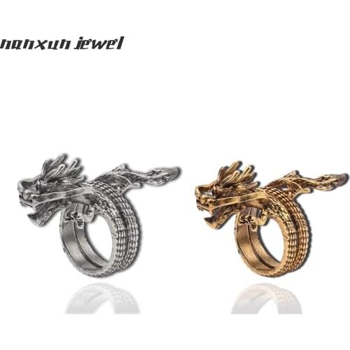 Gothic Dragon Ring male female personality exaggerated Chinese Dragon Ring Punk Hiphop Vintage Cool Men Women Boy Jewelry