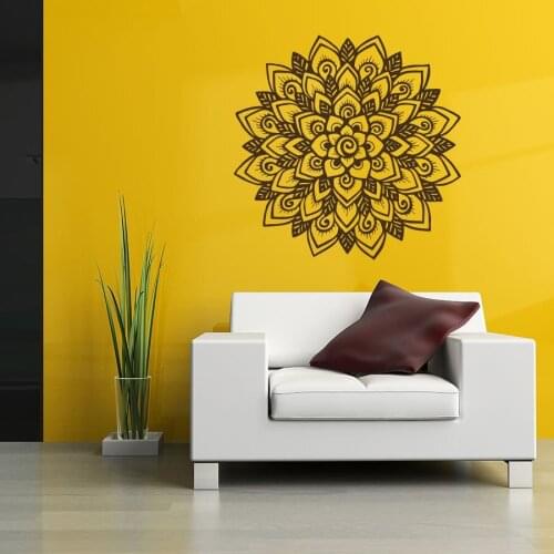 Art Home Decor Mandala Flower Yoga Wall Decal Indian Om Buddha Ornament Murals Vinyl Carving Living Bedroom Wall Sticker W-880