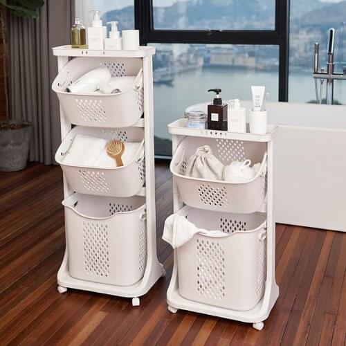 Large Nordic Hamper Household Plastic Storage Basket Bathroom Storage Basket Universal Wheel Rack Multifunction
