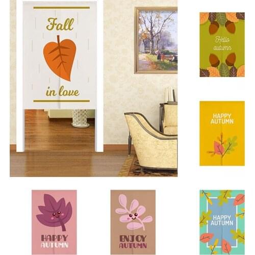 Colorful Leaves Simple Bedroom Wardrobe Decoration Door Curtain Half Panel Curtain Kitchen Blackout Curtain Doorway Curtain