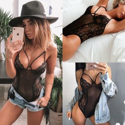Hot Selling Women Sissy/Sexy Lingerie Bodysuits Lace Hollow Out Babydoll G String Thong Nightwear Sleepwear Underwear S-XXL