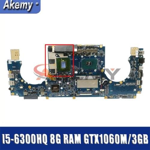 For ASUS GL502 GL502V GL502VM GL502VML Laptop Mainboard I5-6300HQ GL502VM Motherboard 8G RAM GTX1060M/3GB Motherboard