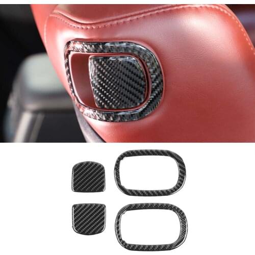 Car Seat Headrest Adjust Switch Button Stickers Real carbon Fiber Interior Car Accessories For Dodge Challenger Charger 2015