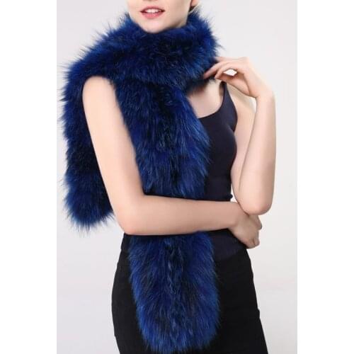 New lady fashion natural fox fur scarf autumn-winter long knitted real fur muffler thick warm