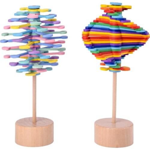 New Hot Wooden Rotating Lollipop Office Creative Decoration Decompression Toy Gyro Toy Gift P178