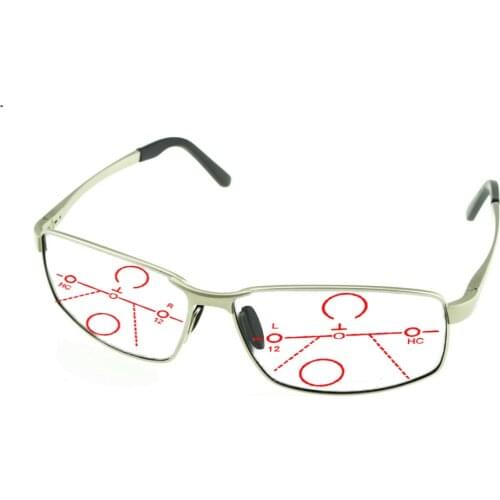 Al-mg Alloy Shield Type Oversized Men Progressive Multifocal Reading Glasses +0.75 +1 +1.25 +1.5 +1.75 +2 +2.25 +2.5 +2.75 To +4