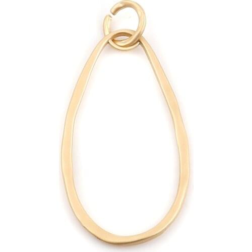 Hollow Water Drop Connectors Zinc Based Alloy Matt Gold Color With W/ Jump Ring 54mm x 25mm For DIY Jewelry Accessories, 1 Piece