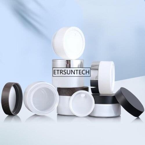 50pcs 30g 50g Empty White Glass Cream Container, Small Eye Cream Glass Jar Face Cream Glass Bottle,Makeup pot F3649