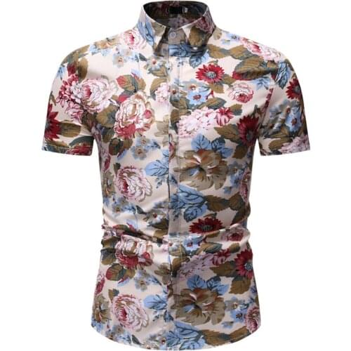 Floral Shirt Men 2020 Summer New Slim Fit Short Sleeve Mens Dress Shirts Casual Button Down Shirt Male Holiday Party Chemise 3XL