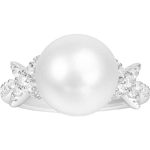 SLJELY Luxury Brand 925 Sterling Silver Festival Stars Natural Freshwater Pearl Ring Cubic Zirconia stones Women Fine Jewelry