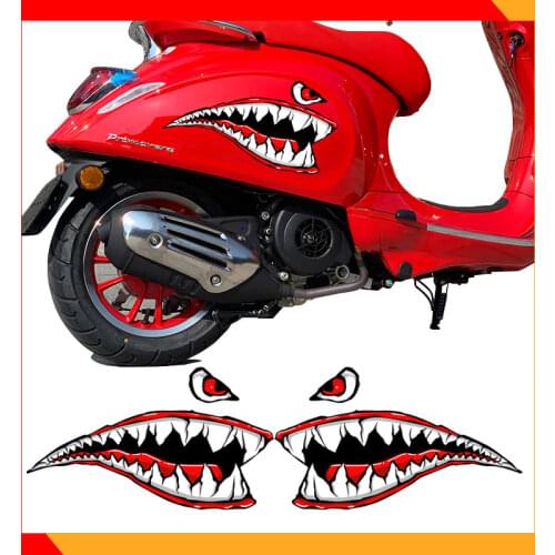 Reflective Shark Teeth Motorcycle Decal Stickers For Vespa PIAGGIO GTS GTV LXV LT PX 50 125 150 250 300ie Sprint Primavera Super