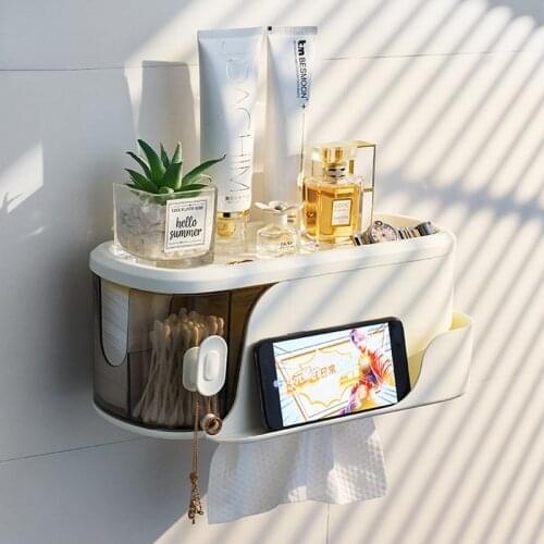 Waterproof Toilet Paper Towel Holder Wall Mounted Roll Paper Storage Box Bathroom Shelf Storage Box Plastic Toilet Dispenser