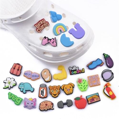 1pcs Lucky Charms Shoe Accessories Cartoon Animal Rainbow Shoe Buckle Decoration for Croc Jibz Kids Party Xmas Gifts