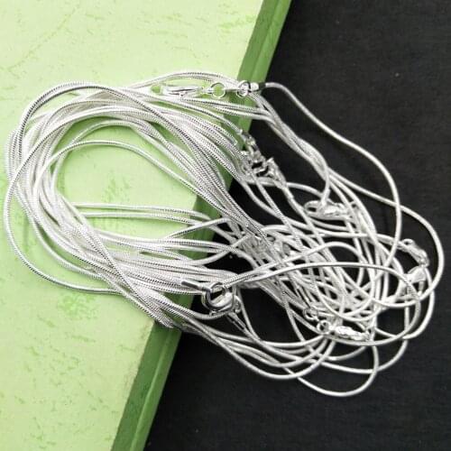 10 Pieces A Lot Wholesale Necklace Silver plated color 1MM Snake Chain Plated Necklace For Women Jewelry Chokers Accessories