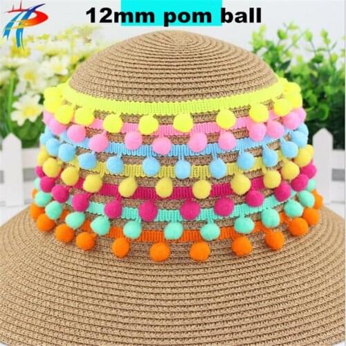 20Yards 25Colors 1.2cm Ball Pom Pom Lace Trim, Straight Wool Ball Laciness DIY Household Decorate Ball Top Lace LC0154