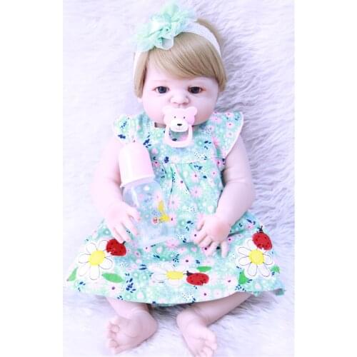 23'' 57 cm Full Silicone Vinyl Baby Girl Reborn Dolls Kids Toy Real Life babies bebe Alive Doll play house bathe toy bonecas