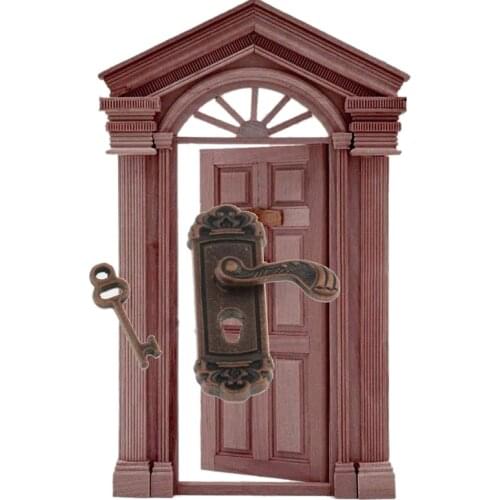 4Pcs Doll House Door Lock 1:12 Alloy Retro House Miniature Building Kits Door Furniture Accessories Right Handle Door Lock Key