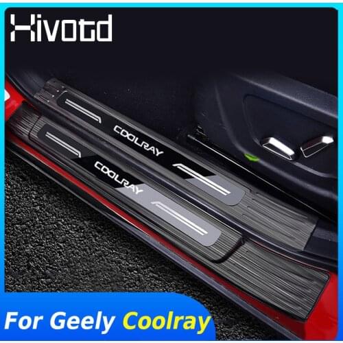 For Geely Coolray SX11 2018-2020 Accessories Car Door Sill Bumper Strip Protector Stainless Steel Door Scuff Plate Guard