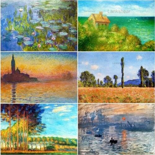 5D Diy Diamond Painting Famous Monet Pastoral Scenery Full Square Round Drill Embroidery Mosaic Rhinestone Home Decor Art Gift