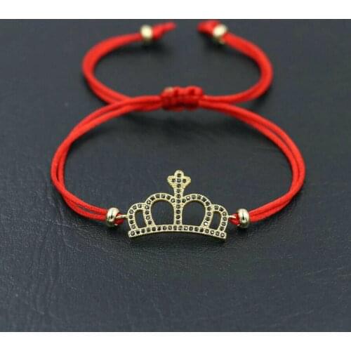 Lucky DIY Handmade Red Rope Thread String Imperial Crown Bracelet Women Love Charm Bracelet Girl Couples Lovers' Jewelry Gift