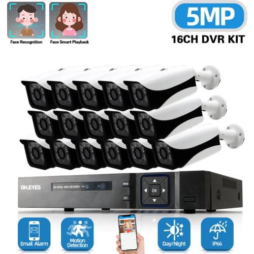 CCTV Camera Security System Kit 16CH DVR Kit 5MP Face Detection 8 Channel DVR Security Camera Video Surveillance System Kit 5MP