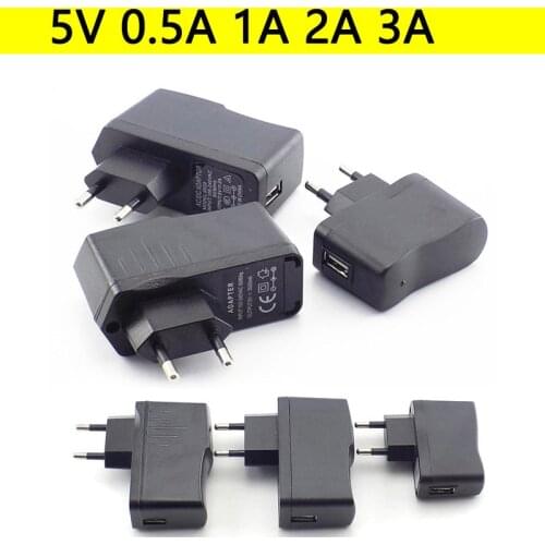 DC USB Charger 5V 0.5A/1A/2A/3A 3000ma Micro USB Charging Port Power Adapter Converter Supply For LED Strip Lights Phone US/EU