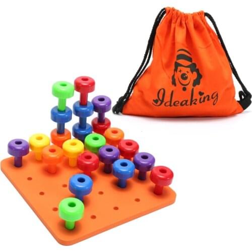 Wooden Peg Board Set Children Classification Toys Fine Motor Skills Kids Baby Preschool Activities Educational Building Blocks