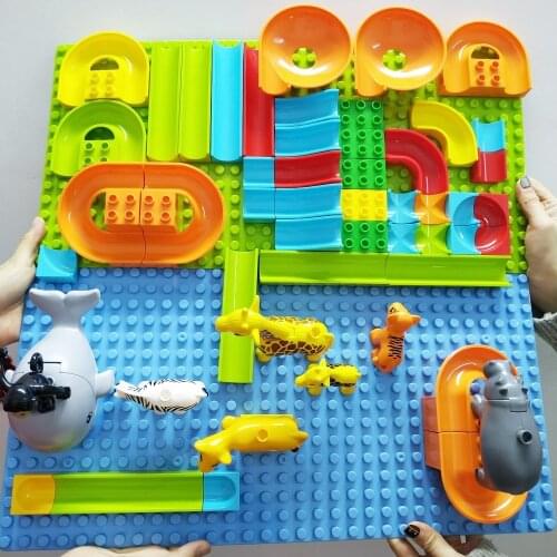 DIY Large Particle Building Blocks Accessories Marble Race Run Maze Ball Track Compatible Assemble Bricks Toys