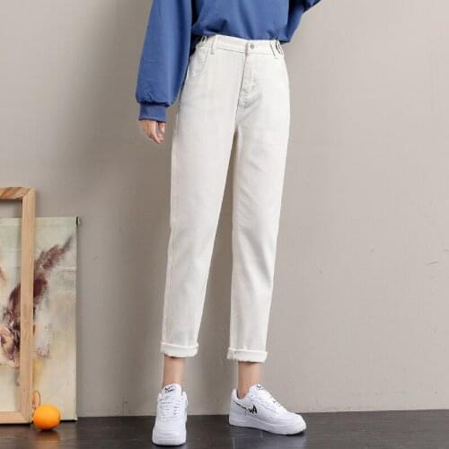 Harlan Jeans Women Beige Dark blue Loose New High Waist Slim Straight Casual Boyfriend Denim Trousers Sweatpants Baggy Jeans