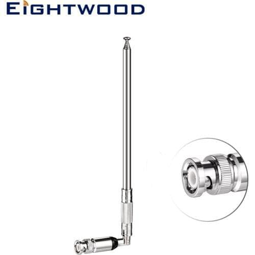 Eightwood Telescopic BNC Male 76-108MHz Swivel Antenna Aerial for TV FM Radio Scanners Remote Receivers