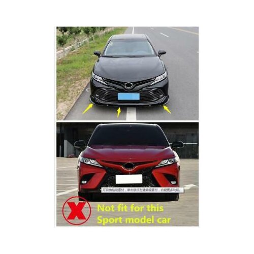 Glossy Black Front Bumper Lip Protector Cover Trim 3pcs For Toyota Camry 18 - 19