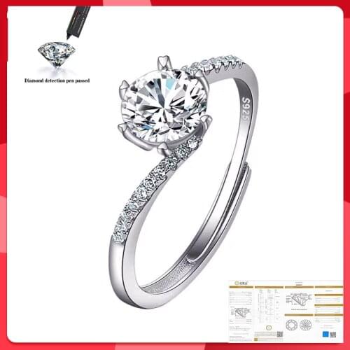 6.5mm Moissanite Ring S925 Sterling Silver Luxury Wedding Bride Memorial Day VVS1 0.5CT 1CT D Color Bulgarian Ring Gift
