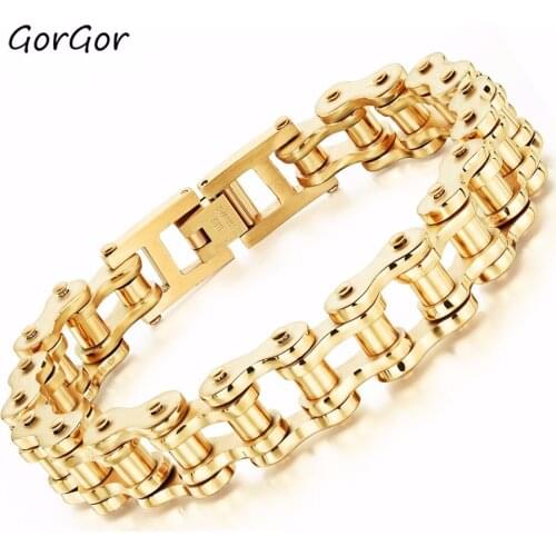 GorGor Hot Selling Creative Stlylish New Style Titanium Steel Rock Personality Motorcycle Bicycle Chain Men Bracelet 781